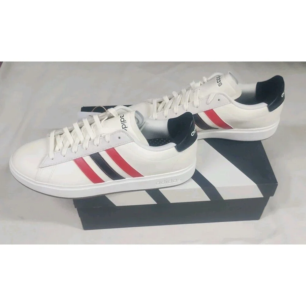 Adidas Grand Court 2.0 Sneaker Off White/Better Scarlet/Black Men Size 11.5 NEW